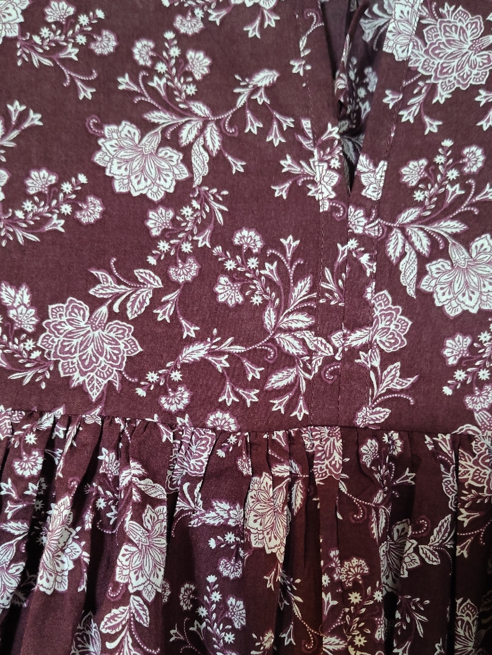 Madewell Splitneck Puff-Sleeve Mini Dress - Olivia Floral Dark Fig - Size M - Picture 8 of 12